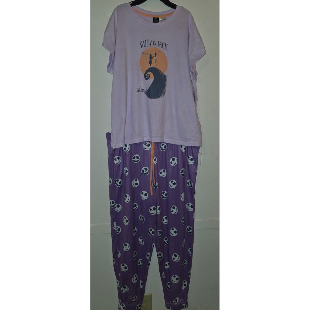 Disney Nightmare Before Christmas Sally & Jack Skellington Pajama Set XXL Purple